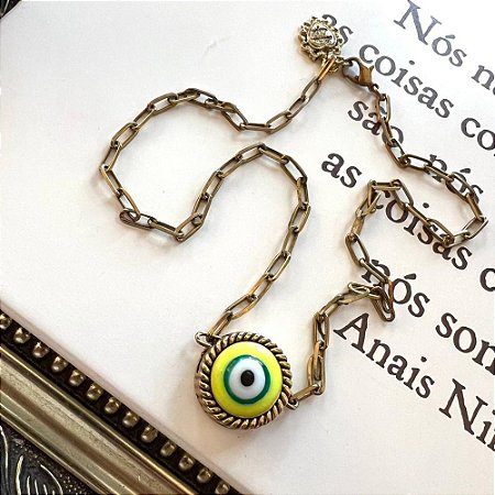 Colar Olho Moldura Amarelo