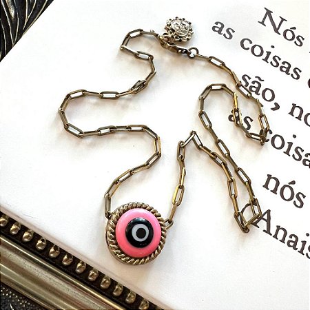 Colar Olho Moldura Pink
