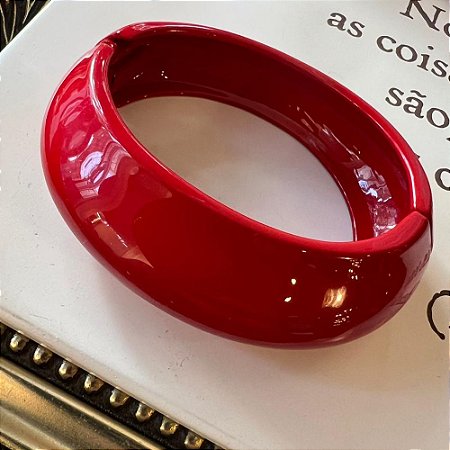 Bracelete Abaulado Esmaltado Vermelho