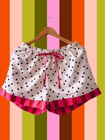 Shorts Bolinhas Barra Listras