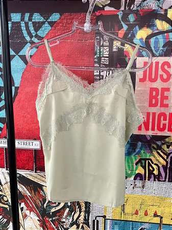 Regata Cetim Renda Verde