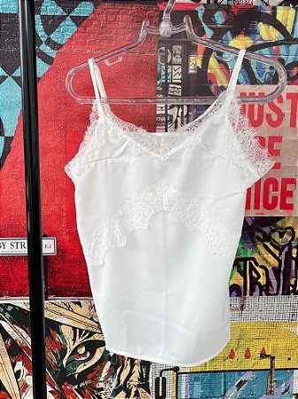 Regata Cetim Renda Branca