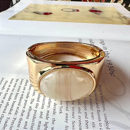 Bracelete Pedra Oval Quartzo