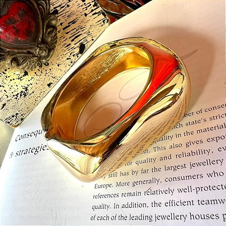 Bracelete Placa Orgânico Dourado