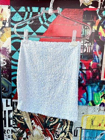 Saia Paetês Curta Branca