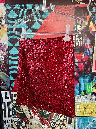 Saia Paetês Curta Vermelha