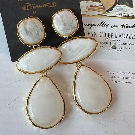 Brinco Três Partes Branco Mesclado