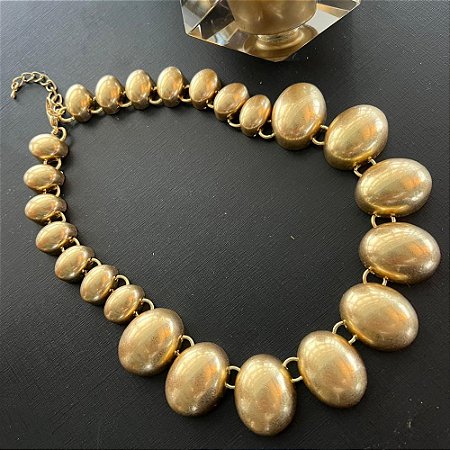 Colar Maxi Ovais Dourado Fosco