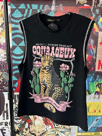 Regata Preta Panthera Fios Strass