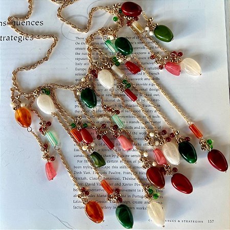 Colar Tassel Pedras Coloridas