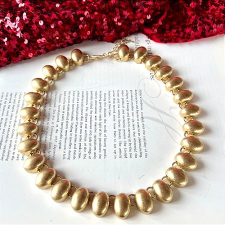 Colar Trilho Oval Dourado Fosco
