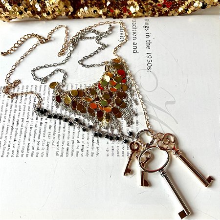 Colar Chaves Dourado Prateado