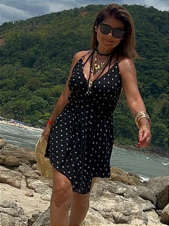 Vestido Fitas Cetim Preto