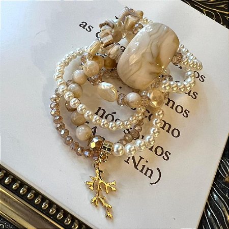 Conjunto Pulseiras Pedras Mescladas