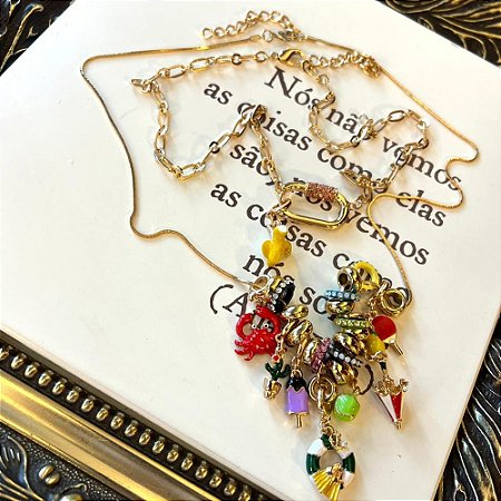 Colar Duplo Mix Pingentes