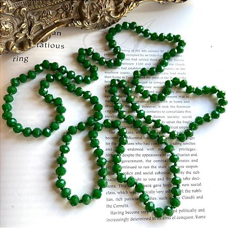 Colar Longo Cristais Verde