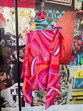 Kit Canga Estampado Laranja Vermelho