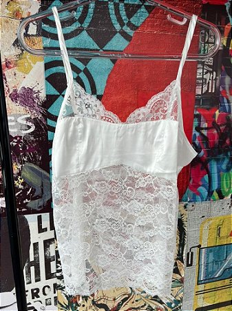 Regata Renda Faixa Cetim Branca