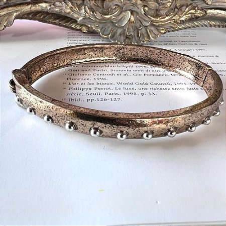 Bracelete Slim Bolinhas Dourado Oxidado