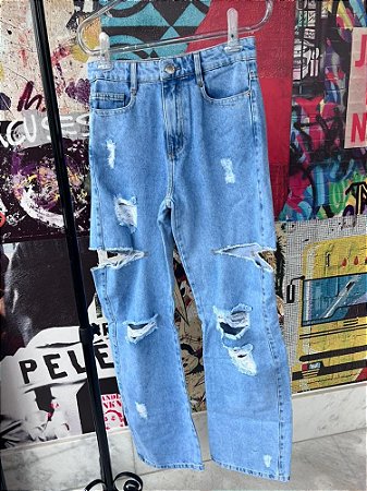 Calça Wide Leg Rasgos Jeans