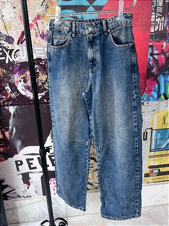 Calça Jeans Recortes Azul Estonado