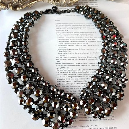 Maxi Colar Gola Pedras Grafite