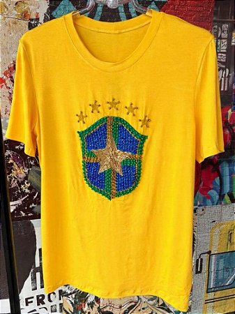 T-shirt Escudo Brasil Amarela