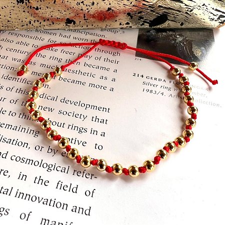 Pulseira Fio Bolinhas Vermelho