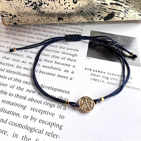 Pulseira Fio Medalha Azul Marinho