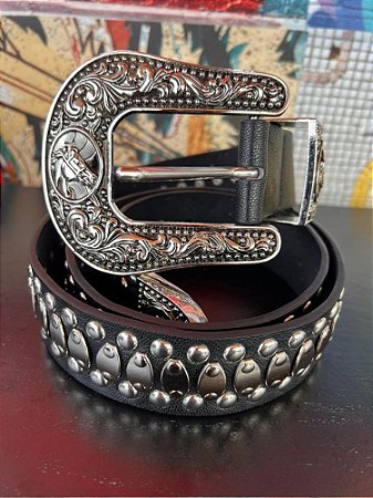 Cinto Fivela Tachas Preto