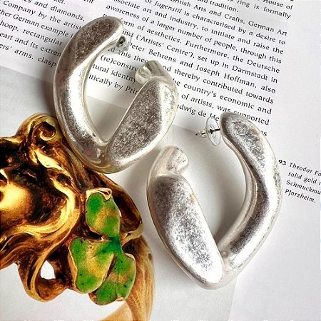 Brinco Argola Elo Prateado Fosco