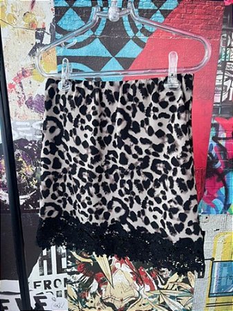 Saia Animal Print Renda