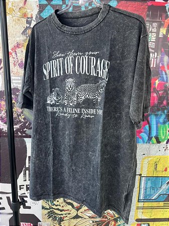 Maxi T-shirt Courage Cinza Estonado