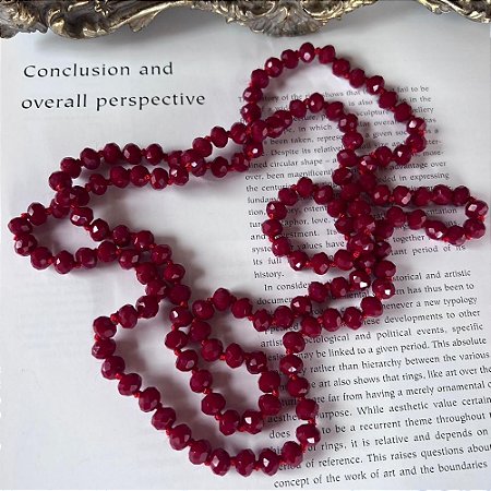 Colar Longo Cristais Vinho