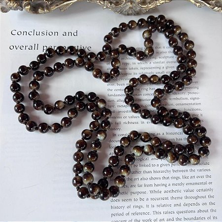 Colar Longo Cristais Marrom