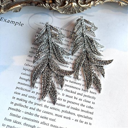 Maxi Brinco Folhas Prateado