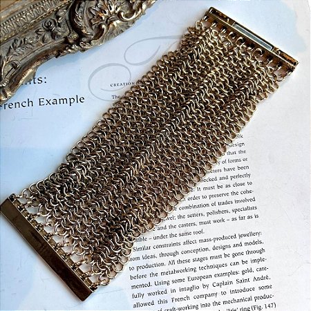 Bracelete Malha Elos Dourado Oxidado