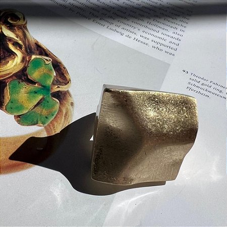 Anel Quadrado Dourado Fosco