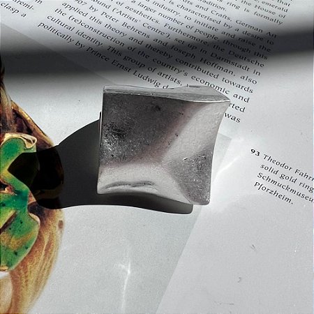 Anel Quadrado Prateado Fosco