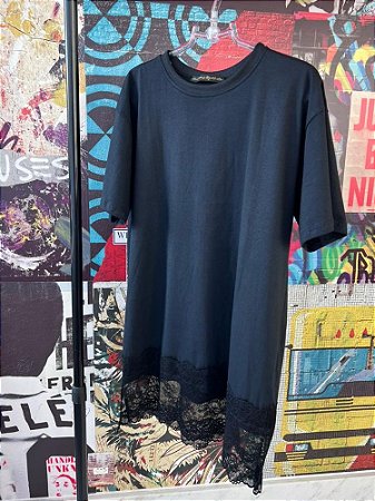 Maxi T-shirt Renda Preta