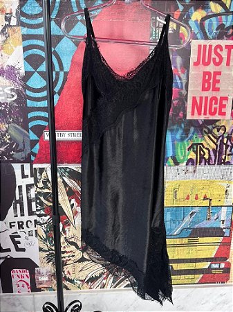 Vestido Veludo Renda Preto