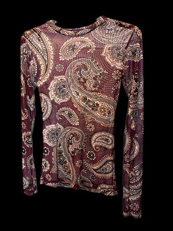 Blusa Segunda Pele Paisley Bege Marrom