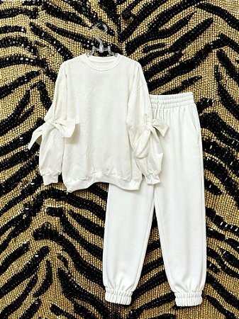 Conjunto Moletom Laços Branco