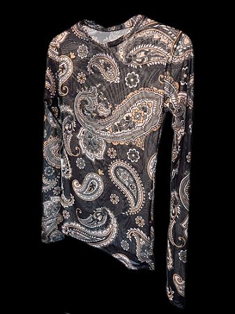 Blusa Segunda Pele Paisley Preto