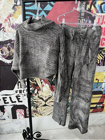 Conjunto Home Wear Tricot Cinza