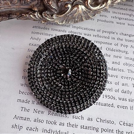 Broche Redondo Strass Grafite