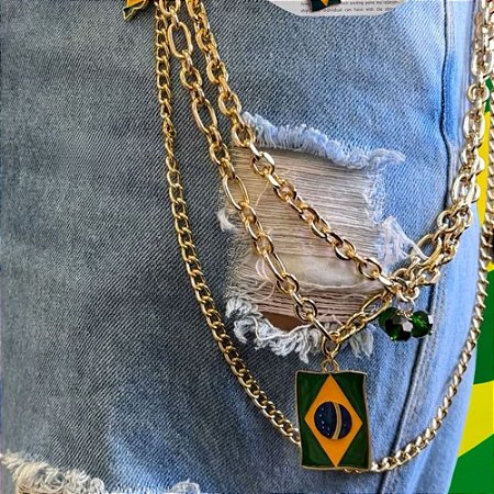 Acessório para cós de calça/Colar Elos Brasil Dourado