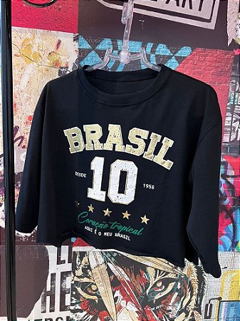 Cropped Brasil 10 Preta