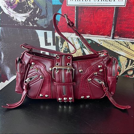 Bolsa Baguete Zíperes Burgundy