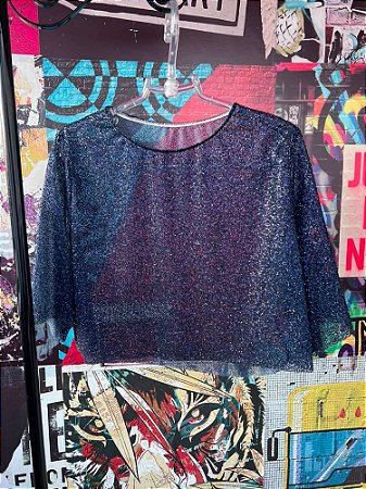 Cropped Glitter Azul